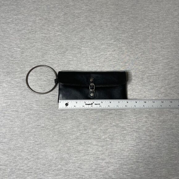 Victoria's Secret Vintage Black Leather Belt Buckle Snap Closure Clutch - Picture 6 of 11